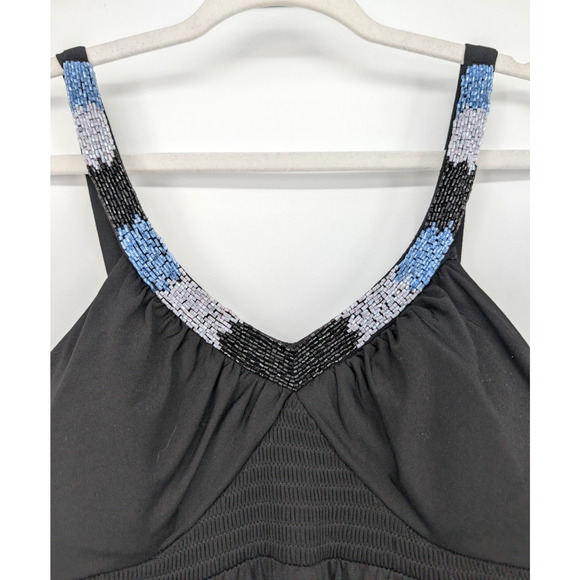 VTG Y2K Candies Black Beaded Neckline Babydoll Baddie Jersey Mini Dress Medium - Picture 4 of 8